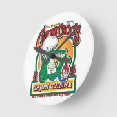 Horloge Ronde Mardi gras Cajun Crocodile (Angle)