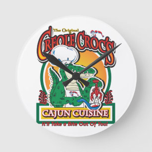 Horloge Ronde Mardi gras Cajun Crocodile