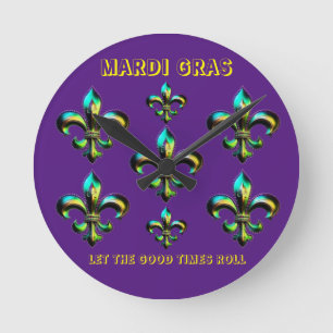 Horloge Ronde Mardi Gras Fleur De Lis