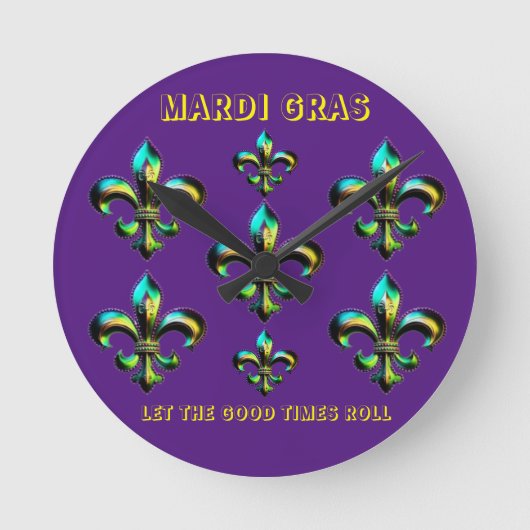 Horloge Ronde Mardi Gras Fleur De Lis (Recto)
