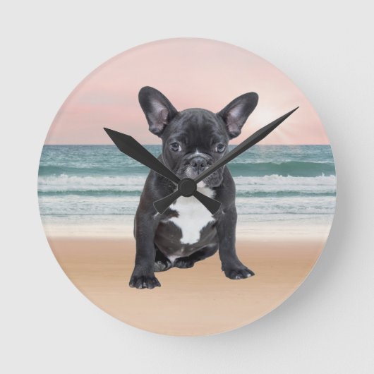 Horloge Ronde Mare French Bulldog Beach Eau Soleil (Recto)