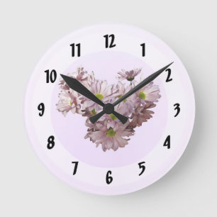 Horloge Ronde Margaritas roses cœur