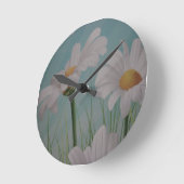 HORLOGE RONDE MARGUERITES BLANCHES (Angle)