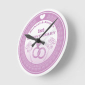 Horloge Ronde Mariage anniversaire dentelle look changer l'année (Angle)