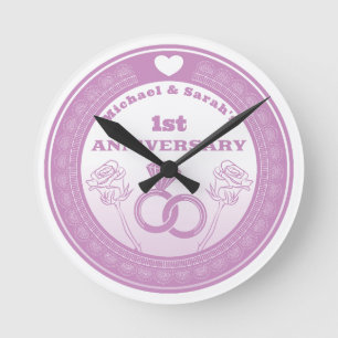 Horloge Ronde Mariage anniversaire dentelle look changer l'année