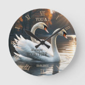 Horloge Ronde Mariage de Swans romantiques (Recto)