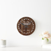 Horloge Ronde Mariage de tôle en bois rustique (Maison)