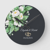 Horloge Ronde Mariage Fleurs Blanches (Recto)
