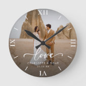 Horloge Ronde Mariage Photo Love Script Anniversaire (Recto)