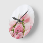 Horloge Ronde Mariage romantique Amour Soft Pink Flower Bouquet (Angle)