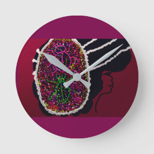 Horloge Ronde Mariée coccinelle rousse