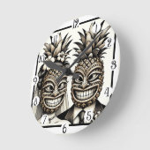 Horloge Ronde Mariée et fille Aloha Pineapple Tiki Mariage princ (Angle)