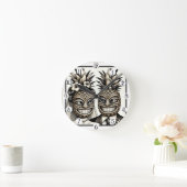 Horloge Ronde Mariée et fille Aloha Pineapple Tiki Mariage princ (Maison)
