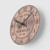 Horloge Ronde Mariés Personnalisés Rustiques (Angle)