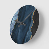 Horloge Ronde Marine et Gold Agate Luxe Élégant (Angle)