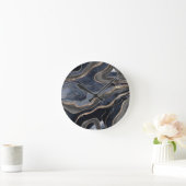Horloge Ronde Marine Marbre noir Agate Parties scintillant or Gl (Maison)
