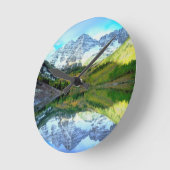 Horloge Ronde Maroon Bells se reflétant dans le lac Maroon (Angle)