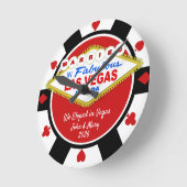 Horloge Ronde Married in Vegas Poker Chip Look Wall Clock (Angle)