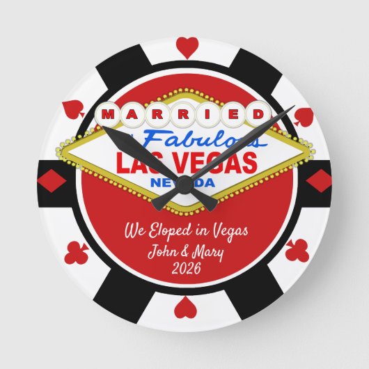 Horloge Ronde Married in Vegas Poker Chip Look Wall Clock (Recto)