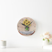 Horloge Ronde Mason Jar Of Sunflowers Wall Clock (Maison)
