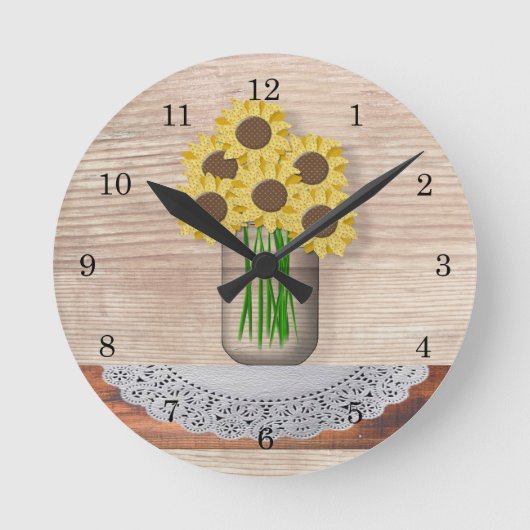 Horloge Ronde Mason Jar Of Sunflowers Wall Clock (Recto)
