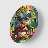 Horloge Ronde Masque Tiki (Angle)
