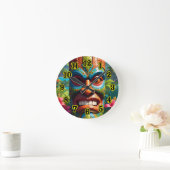 Horloge Ronde Masque Tiki (Maison)