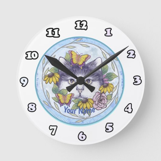 Horloge Ronde Masquer l'horloge de chat (Recto)