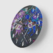 Horloge Ronde Masques Jester Comédie/Tragédie (Angle)
