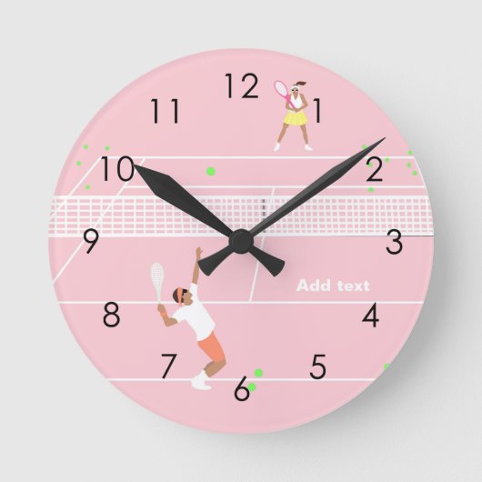 Horloge Ronde Match de tennis rose Pastel moderne (Recto)