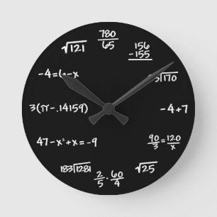 Horloge Ronde Mathematics Chalkboard Clock - Mathematician