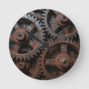 Horloge Ronde Mécanisme Industriel Rouillé