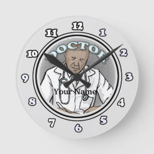 Horloge Ronde Médecin masculin noir rétro