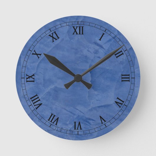 Horloge Ronde Medium Blue Faux Finish Roman Numerals (Recto)