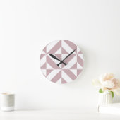 Horloge Ronde Medium Mauve Geometric Deco Cube Pattern (Maison)