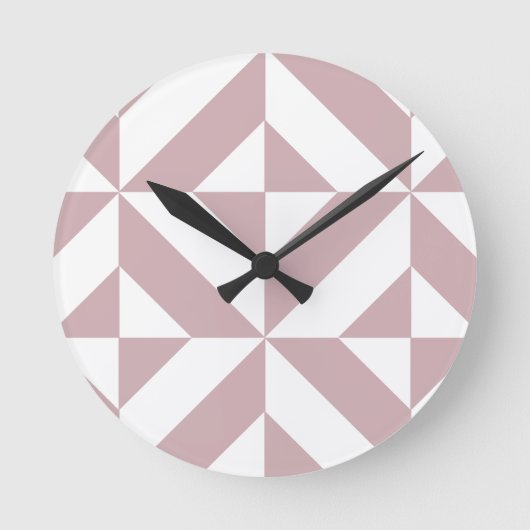 Horloge Ronde Medium Mauve Geometric Deco Cube Pattern (Recto)