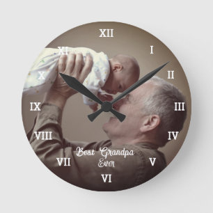 Horloge Ronde Meilleur Grand-Père Jamais Photo Personnalisée Cré