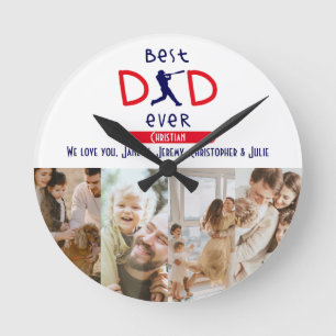 Horloge Ronde Meilleur papa Famille Photo Collage Fête des pères
