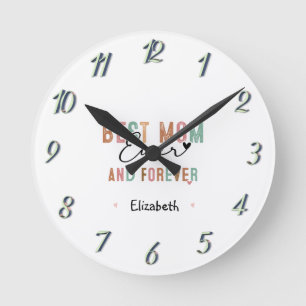 Horloge Ronde Meilleure Maman Jamais Script Rétro Maman Groovy