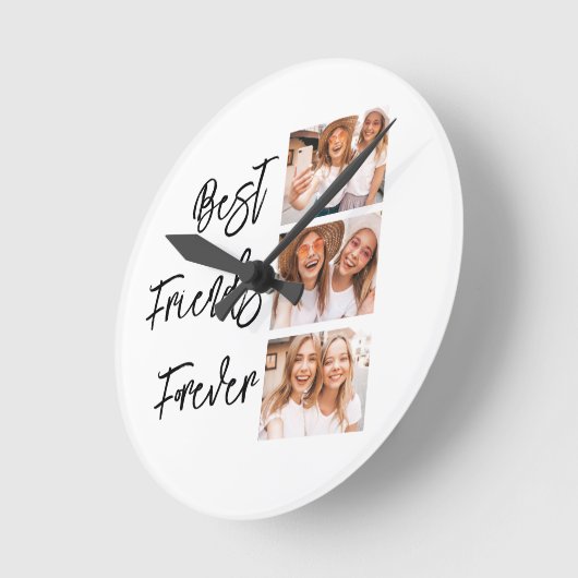 Horloge Ronde Meilleurs amis Forever Cadeau Photo Collage (Angle)