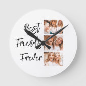 Horloge Ronde Meilleurs amis Forever Cadeau Photo Collage (Recto)