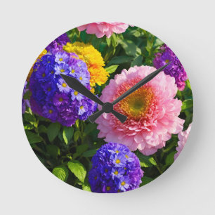 Horloge Ronde Mélange de fleurs