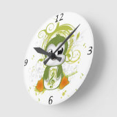 Horloge Ronde Mélange pingouin vert fluffy effet musique note to (Angle)