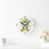 Horloge Ronde Mélange pingouin vert fluffy effet musique note to (Maison)