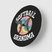 Horloge Ronde Mémé de softball (Angle)
