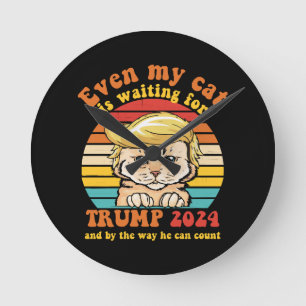 Horloge Ronde Même Mon Chat Attend Le Vêtement Trump 2024
