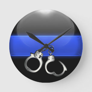 Horloge Ronde Menottes - Blue Line mince Badge