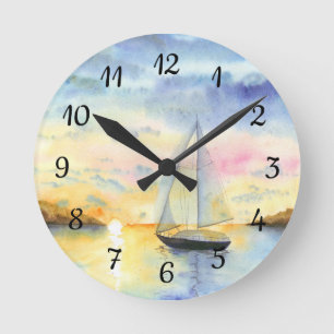 Horloge Ronde Mer au coucher du soleil