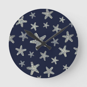 Horloge Ronde Mer de motif d'étoiles de mer