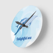 Horloge Ronde Mer Extraordinaire avec dauphins (Angle)